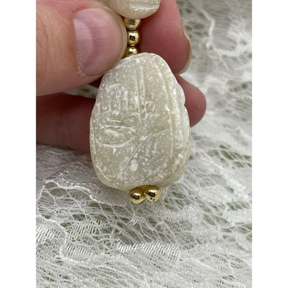 Vintage African Style Carved White Soap Stone Breaded Necklace - Picture 7 of 10